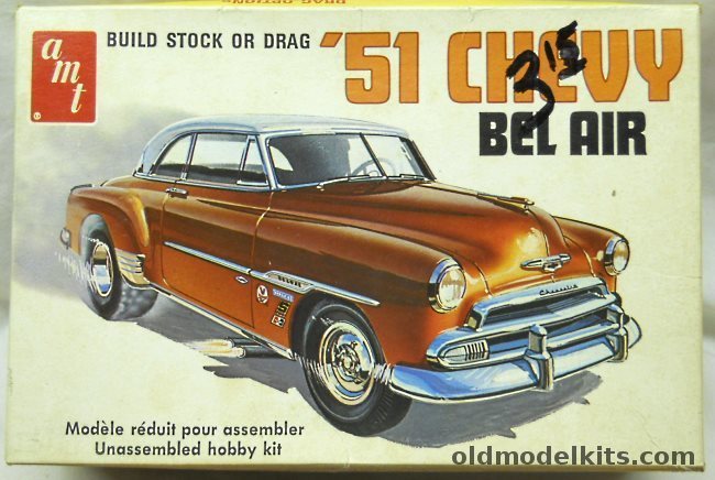 AMT 1/25 1951 Chevrolet Bel Air 2 Door Hardtop - Stock or Dragstrip Screamer, T295 plastic model kit